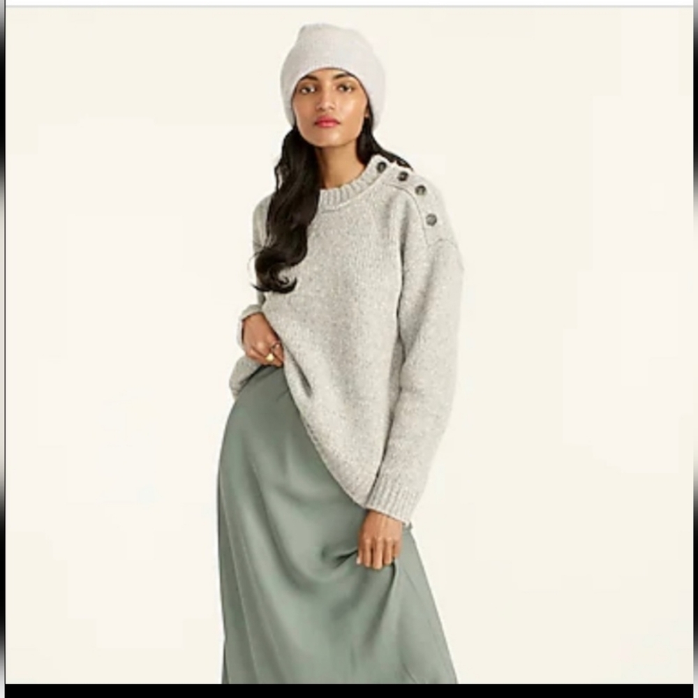 J. Crew button shoulder crew neck sweater